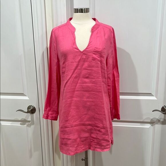HIHO Tortola 100% linen Bananakeet mini dress Pink - Picture 1 of 15